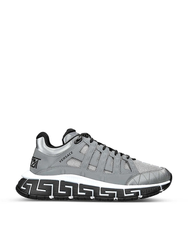 GIÀY VERSACE Trigreca logo-print mesh and leather low-top trainers
