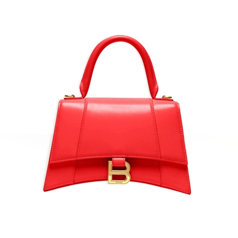 TÚI Balenciaga Hourglass Small Top Handle Bag in Shiny Box Calfskin-Red