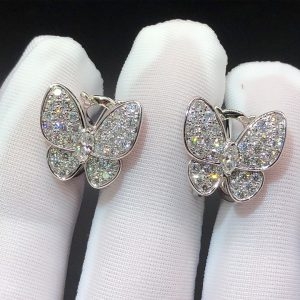Bông tai Van Cleef & Arpels 2 Butterflies kim cương vàng trắng 18K