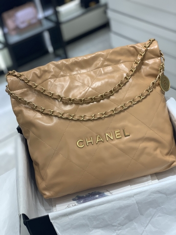 TÚI CHANEL 22 Brown nâu logo vàng da HAAS
