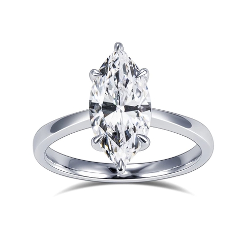 Nhẫn kim cương đơn hình Marquise 2.02CT vàng trắng 18K