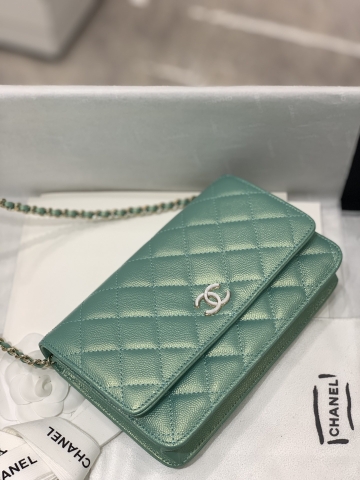 TÚI CHANEL WOC Caviar Mint xanh da HAAS
