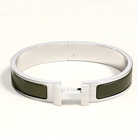 LẮC TAY HERMES Clic HH bracelet Vert De Gris Mat