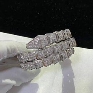 Vòng tay kim cương Serpenti Viper 2 hàng vàng trắng 18K  (Liên hệ để biết giá)