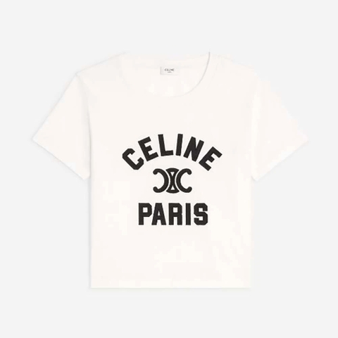 ÁO Celine Women Paris T-shirt in Cotton Jersey-White
