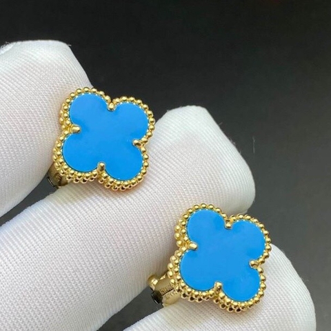 BÔNG TAI VAN CLEEF & ARPELS ALHAMBRA TURQUOISE GOLD 18K YELLOW GOLD