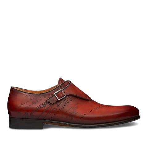 GIÀY BERLUTI Galet Scritto Leather Monk Shoe Terra Di Sienna