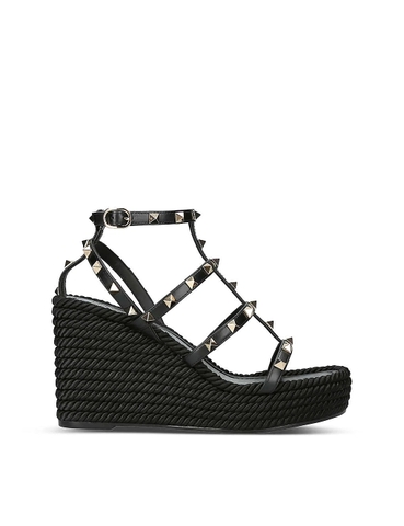 GIÀY VALENTINO GARAVANI Rockstud 95 braided leather heeled sandals