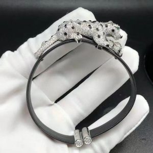 Vòng tay Cartier Toile de Moire Panthere De Cartier vàng trắng 18K