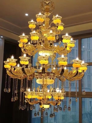 Đèn Chùm thông tầng sang trọng ngọc bích pha lê S37(Liên hệ để được giá tốt nhất)