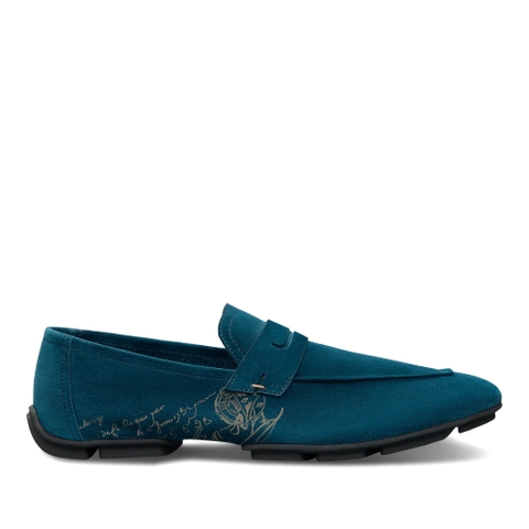 GIÀY BERLUTI Lorenzo Drive Scritto Camoscio Leather Loafer Aveiro