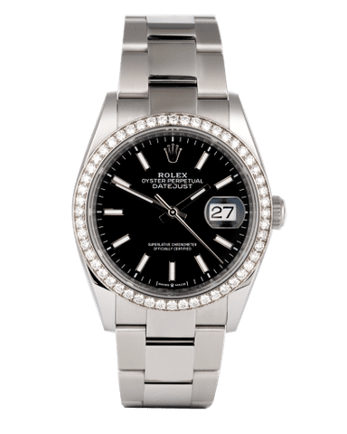 Đồng hồ Rolex Datejust Diamond Bezel mặt số màu đen