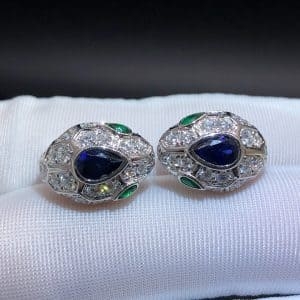 Hoa tai Bvlgari 18k vàng trắng Sapphire xanh,Ngọc lục bảo và Kim cương lát Serpenti Seduttori  (Liên hệ để biết giá)