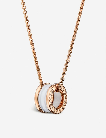 Vòng cổ BVLGARI B.zero1 18ct rose-gold and ceramic pendant necklace vàng hồng 18K