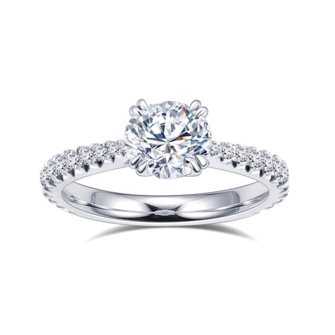 Nhẫn cưới vĩnh cửu bằng bạch kim đính kim cương nhân tạo cắt tròn 1 carat, độ tinh khiết DE VS2 VVS1 PT950