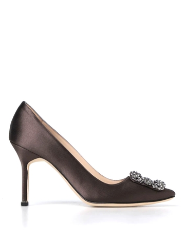 GIÀY MANOLO BLAHNIK Brown satin pumps shoes