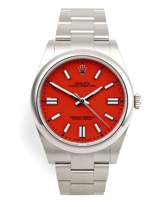 Đồng hồ Rolex Oyster Perpetual Coral Red 41 mặt số màu san hô đỏ