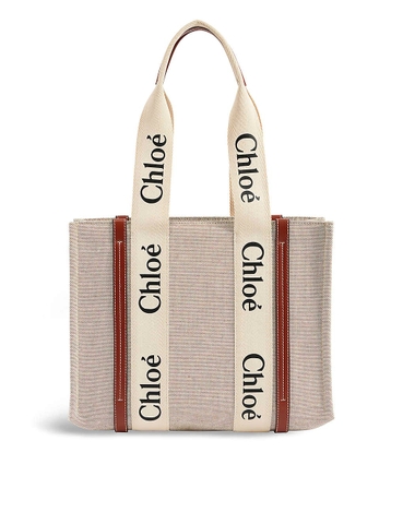 TÚI CHLOE Woody medium cotton-canvas tote bag
