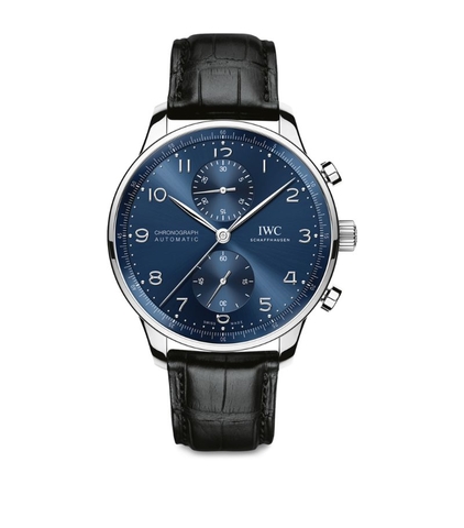 Đồng hồ IWC Stainless Steel Portugieser Chronograph mặt số màu xanh dương