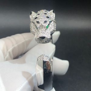Vòng tay Cartier Panthère de Cartier kim cương Ngọc lục bảo mã não vàng trắng 18K