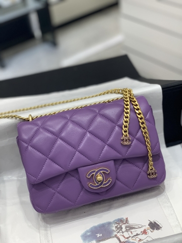 TÚI CHANEL 22P CF Purple tím da HAAS