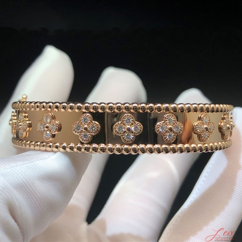 Vòng tay vàng hồng 18k kim cương VCA Perlee Clovers 18K  (Liên hệ để biết giá)