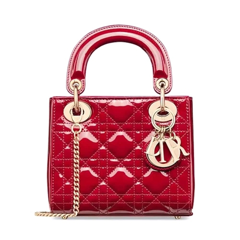 TÚI Dior Mini Lady Dior màu đỏ anh đào da bê Cannage Patent