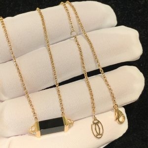 Vòng cổ Cartier Les Berlingots de Cartier kim cương Onyx đen vàng hồng 18K