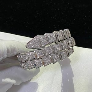 Vòng tay BVLGARI Serpenti Viper kim cương vàng trắng 18K