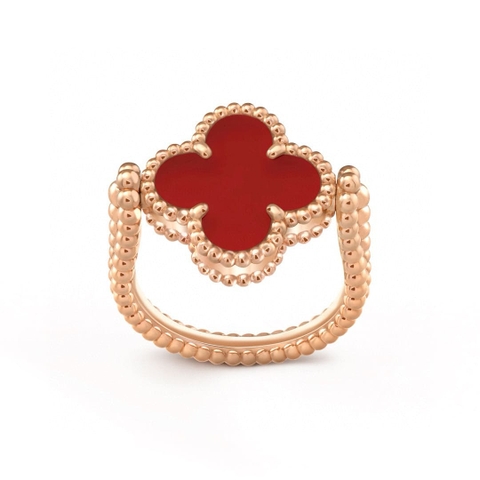 NHẪN VAN CLEEF & ARPELS HAI MẶT RED CARNELIAN ĐÁ MÃ NÃO ĐỎ