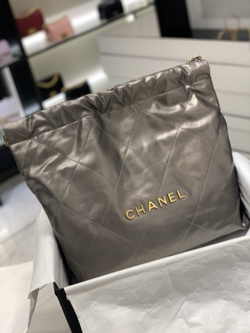 TÚI CHANEL 22 Silver Bạc logo vàng da HAAS