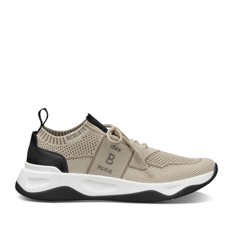 GIÀY BERLUTI Shadow Knit And Leather Sneaker Sand