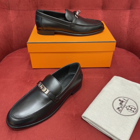 GIÀY HERMES KELLY LOAFER BLACK CALFSKIN AAA