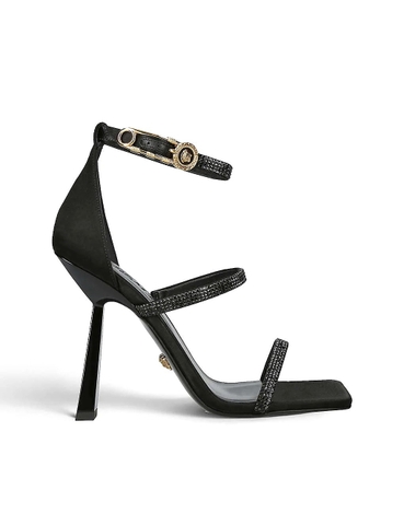 GIÀY VERSACE Triple-strap leather heeled sandal