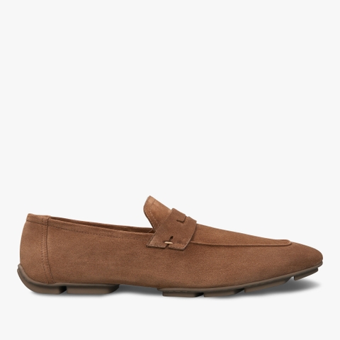 GIÀY BERLUTI Lorenzo Drive Camoscio Leather Loafer Visone