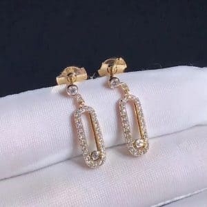 Bông tai Messika Move Uno Diamond kim cương vàng hồng 18K
