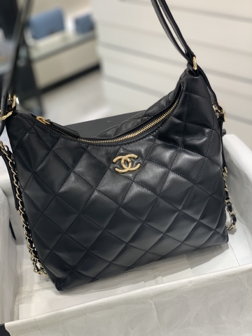 TÚI CHANEL 22B BLACK đen gold logo da HAAS