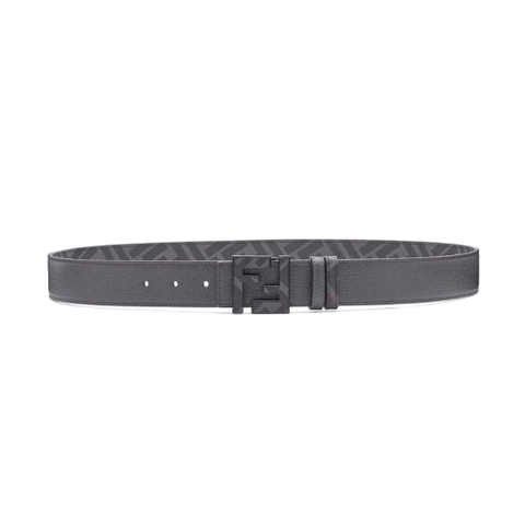 DÂY LƯNG Fendi Gray Leather Belt with FF Buckle with Stud Closure