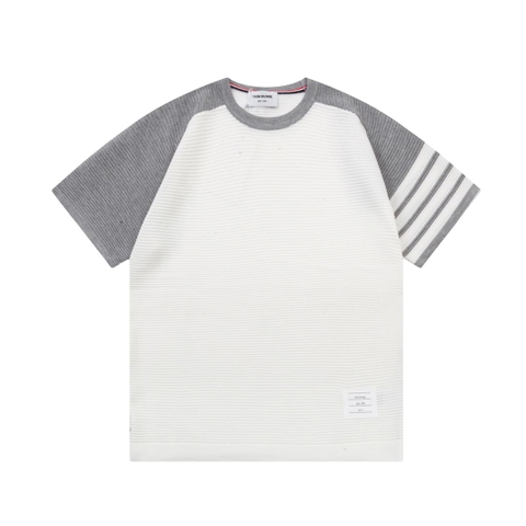 ÁO THOM BROWNE T SHIRT WHITE MÀU TRẮNG DỆT KIM