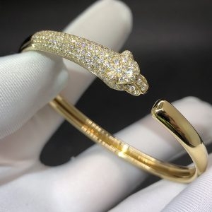 Vòng tay Cartier Panthère de Cartier kim cương Ngọc lục bảo mã não vàng hồng 18K
