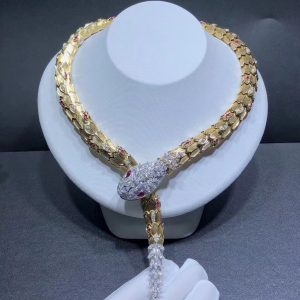 Vòng cổ BVLGARI Serpenti Diamond Ruby Vàng Vàng 18K