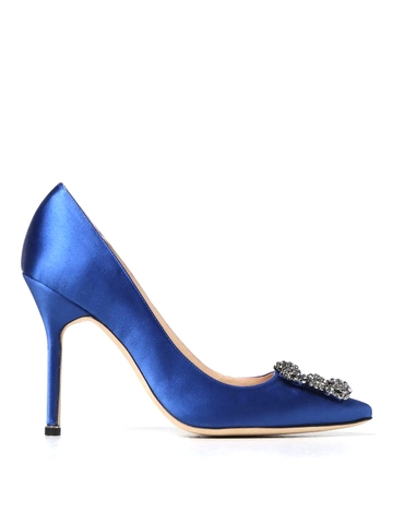 GIÀY MANOLO BLAHNIK Elegant Blue Hangisi satin pumps shoes