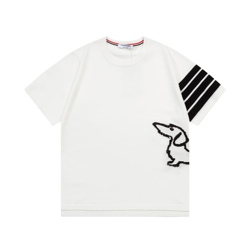 ÁO THOM BROWNE T SHIRT WHITE MÀU TRẮNG DỆT KIM
