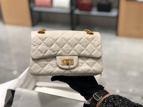 TÚI CHANEL 2.55 MINI LAMBSKIN WHITE DA HAAS GOLD 20