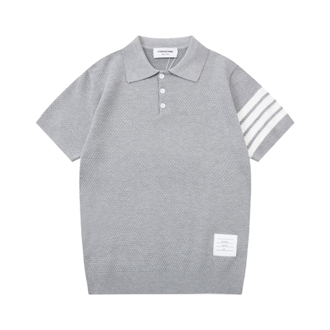 ÁO THOM BROWNE POLO SHIRT GRAY MÀU XÁM DỆT KIM