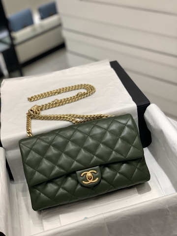 TÚI CHANEL 22K GREEN xanh gold logo da HAAS