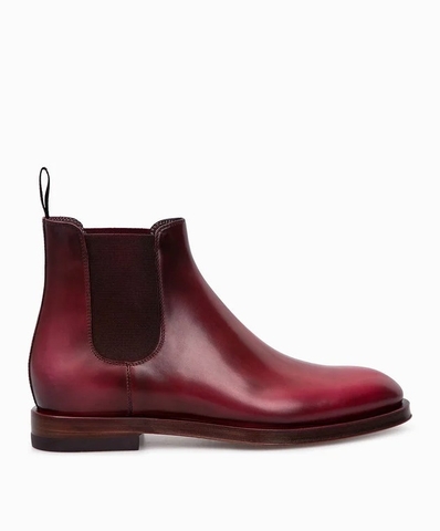 GIÀY SANTONI BURGUNDY GRADIENT LEATHER CHELSEA