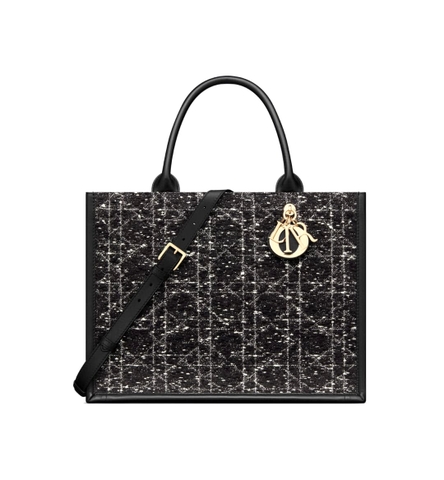 TÚI DIOR TOTE DIAMOND TWEED TOP QUALITY MÀU ĐEN KIM CƯƠNG