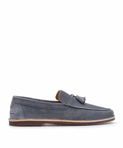 GIÀY BRUNELLO CUCINELLI BLUE SUEDE SLIPPERS