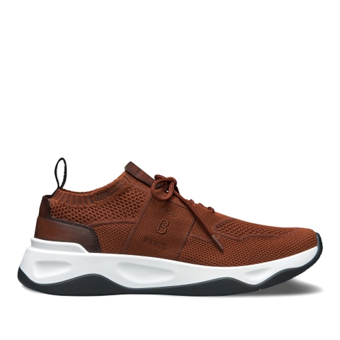 GIÀY BERLUTI Shadow Knit And Leather Sneaker Toffee